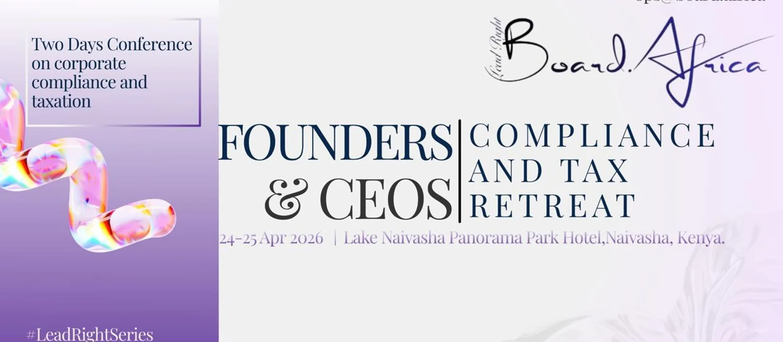 Founders & CEOs Compliance and Tax Retreat, 24–25 April 2026, Lake Naivasha Panorama Park Hotel, Naivasha, Kenya